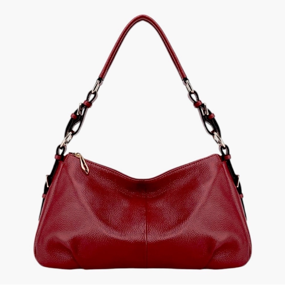 Vintage Genuine Leather Wine Red Shoulder Bag